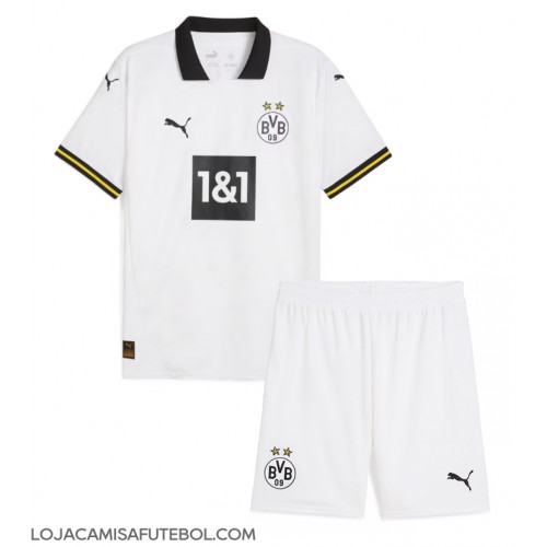 Camisa de Futebol Borussia Dortmund Equipamento Alternativo Infantil 2024-25 Manga Curta (+ Calças curtas)